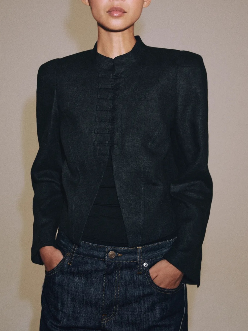 Zara Black Linen Jacket 7022/947/800